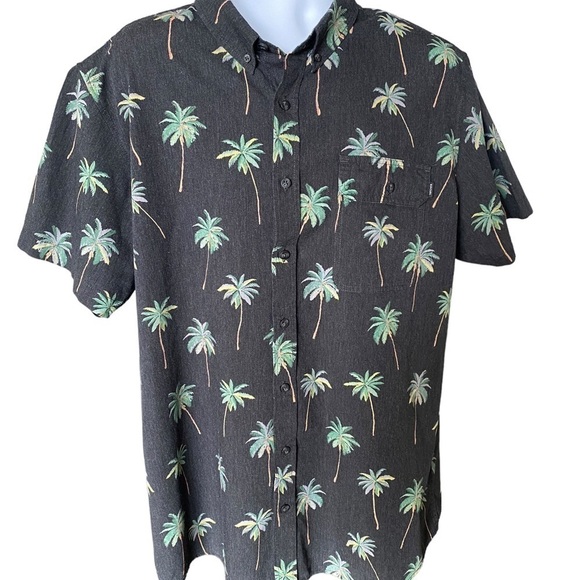 Rip CURL Palm Trees Short Sleeve Collared Shirt Men 2XL - Picture 1 of 6